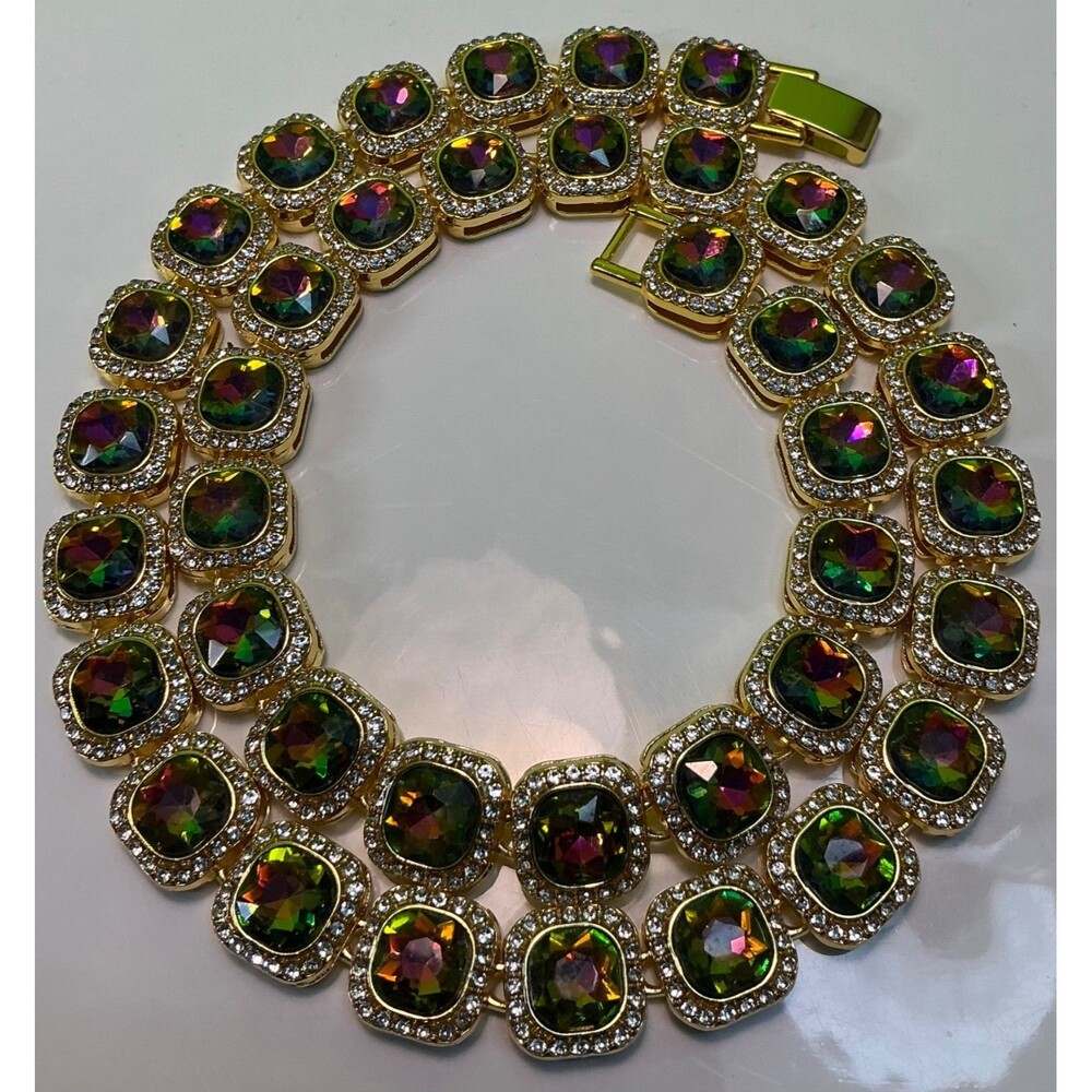 New Multi Color CZ Necklace 18 Inches Cubic Zirconia Chain Unisex Colorful